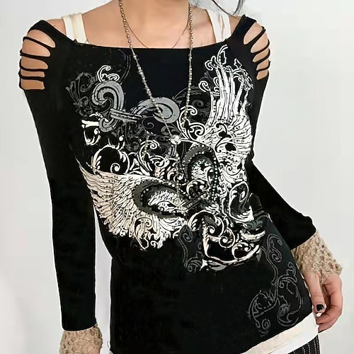 

Spicy Girls Punk & Gothic Y2K Year 2000 T-shirt Women's Cut Out Japanese Cosplay Costumes Black