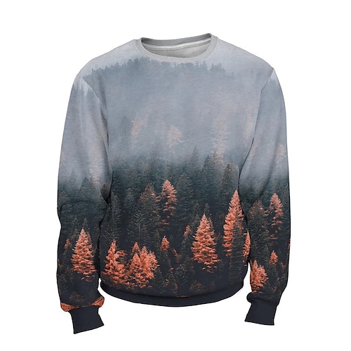 

Men's Unisex Sweatshirt Pullover Gray Crew Neck Trees / Leaves Graphic Prints Print Daily Sports Holiday 3D Print Streetwear Designer Casual Spring & Fall Clothing Apparel Hoodies Sweatshirts Long