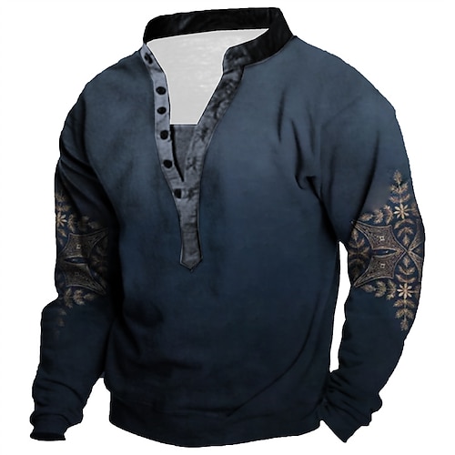 

Men's Unisex Sweatshirt Pullover Button Up Hoodie Graphic Prints Snowflake Print Casual Daily Sports 3D Print Streetwear Designer Casual Clothing Apparel Hoodies Sweatshirts Long Sleeve Blue