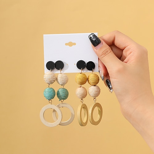 

1pack Drop Earrings For Women's Birthday Daily Festival Wooden Geometrical Holiday Fashion