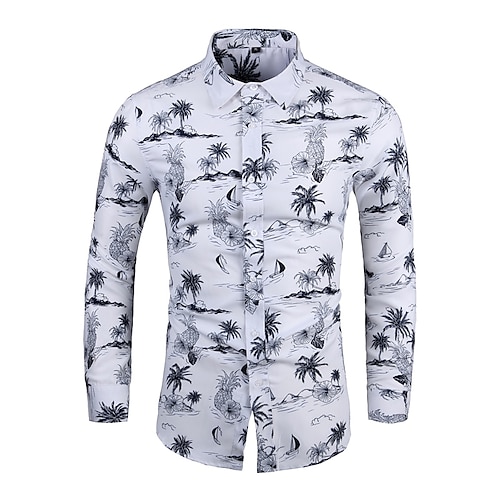 

Men's Shirt Graphic Shirt Graphic Classic Collar White Casual Daily Long Sleeve Clothing Apparel Designer Business Casual