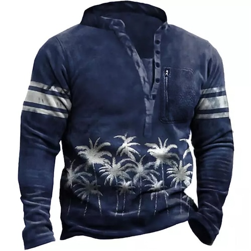 

Men's Unisex Sweatshirt Pullover Button Up Hoodie Navy Blue Standing Collar Tree Graphic Prints Zipper Print Daily Sports Holiday 3D Print Streetwear Designer Casual Spring & Fall Clothing Apparel