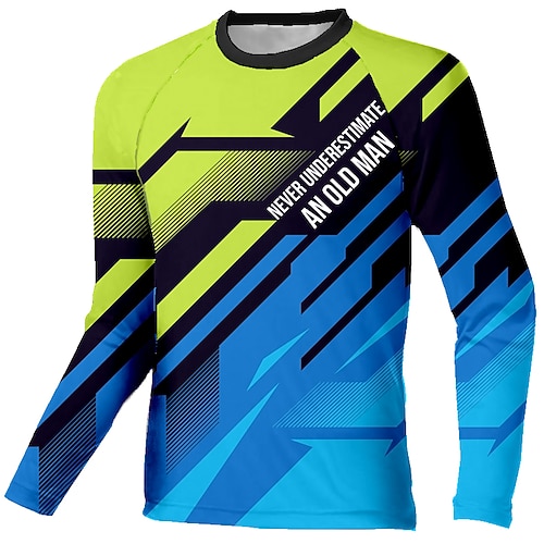 

Men's Downhill Jersey Long Sleeve Blue Bike Quick Dry Sports Geometic Clothing Apparel / Stretchy