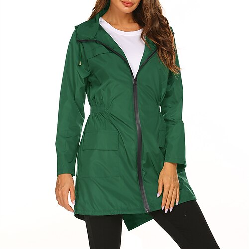 

Women's Windproof Warm Outdoor Street Daily Vacation Zipper Pocket Zipper Hoodie Modern Street Style Solid Color Regular Fit Outerwear Long Sleeve Winter Fall Green Black Dark Green S M L XL XXL
