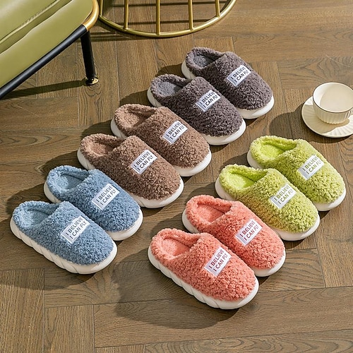 

Home Slippers for Women Men, Fuzzy House Slippers Memory Foam Slippers Slip on Cozy Bedroom Shoes Anti-Skid Rubber Sole Indoor Outdoor Shoes