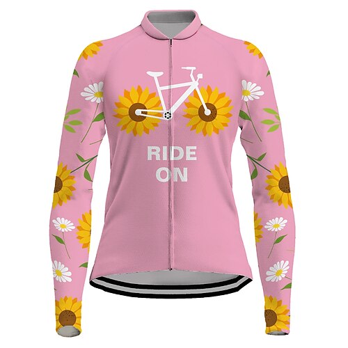 

21Grams Women's Cycling Jersey Long Sleeve Bike Top with 3 Rear Pockets Mountain Bike MTB Road Bike Cycling Breathable Quick Dry Moisture Wicking Reflective Strips Rosy Pink Floral Botanical