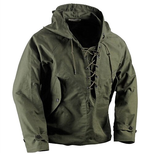 

Men's Winter Jacket Winter Coat Casual Jacket Flannel Jacket Windproof Street Daily Holiday Pullover Hoodie Sporty Simple Casual Jacket Outerwear Pure Color Pocket Drawstring Army Green