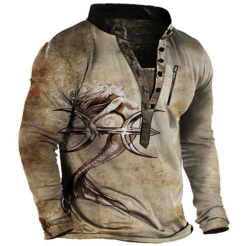 

Men's Unisex Sweatshirt Pullover Button Up Hoodie Brown Standing Collar Animal Graphic Prints Print Casual Daily Sports 3D Print Streetwear Casual Big and Tall Spring & Fall Clothing Apparel Hoodies