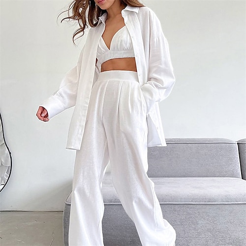 

Women's Suits Warm Breathable Outdoor Daily Wear Vacation Going out Button Pocket Single Breasted Turndown Active Sports Comfortable Street Style Solid Color Loose Fit Outerwear Long Sleeve Winter