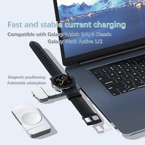 

Caricabatterie per orologio Samsung per orologio Galaxy 3/4 Caricatore per auto da viaggio classico Caricabatterie portatile USB senza fili magnetico Ricarica rapida compatibile con per orologio