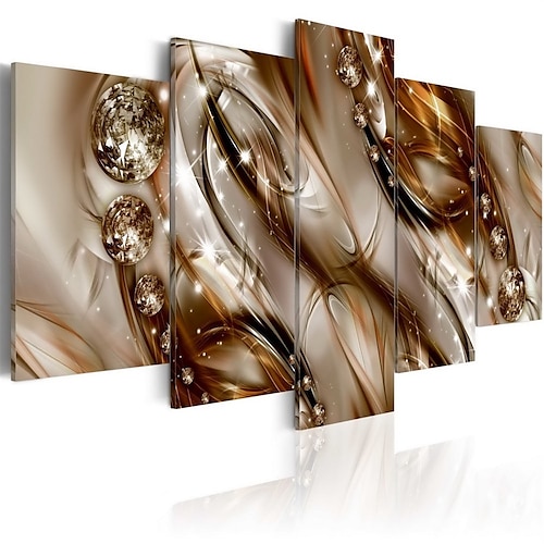 

5 Panels Brown Prints Abstract Contemporary Modern Wall Art Wall Hanging Gift Home Decoration Rolled Canvas Unframed Unstretched Painting Core