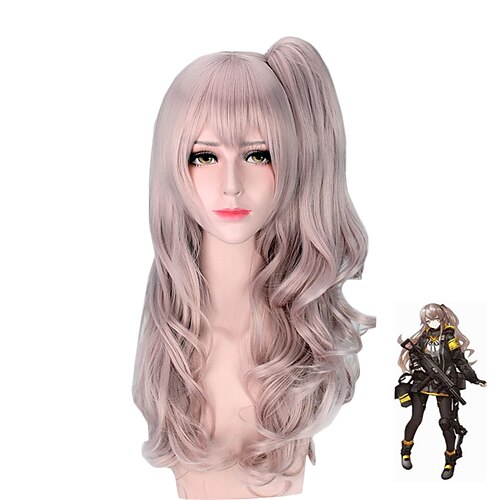 

Synthetic Wig Ump45 Girls Frontline Curly With Bangs Wig Long Synthetic Hair Women's Soft Easy to Carry Fashion Blonde Auburn