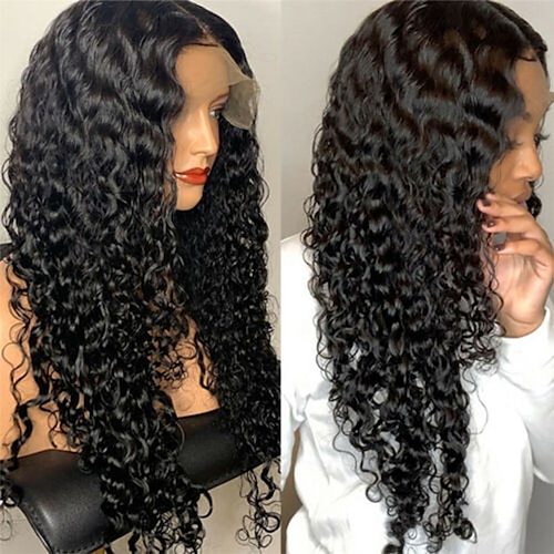 

Unprocessed Virgin Hair 13x4 Lace Front Wig Free Part Brazilian Hair Curly Black Wig 130% 150% Density with Baby Hair Natural Hairline 100% Virgin Glueless Pre-Plucked For wigs for black women Long