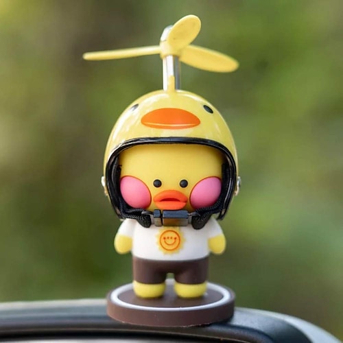 

Toy Car Dashboard Rearview Mirror Decorations Propeller Duck Car Ornaments with Helmet for Adults Kids Women Men