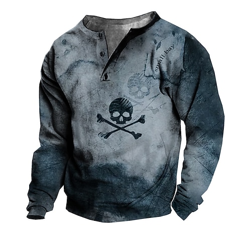 

Men's Unisex Sweatshirt Pullover Button Up Hoodie Skull Graphic Prints Print Casual Daily Sports 3D Print Designer Casual Big and Tall Clothing Apparel Hoodies Sweatshirts Long Sleeve Blue