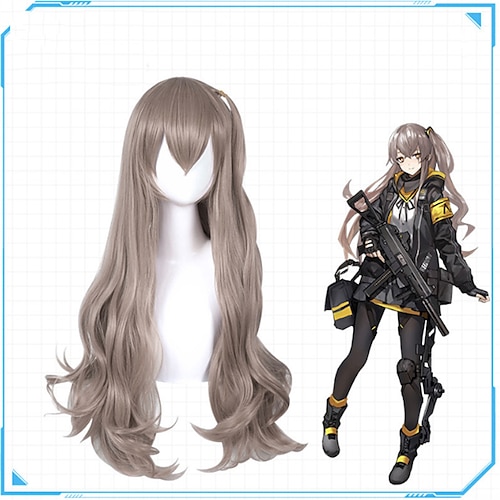 

Synthetic Wig Ump 45 Girls Frontline Curly With Bangs Wig Medium Length Synthetic Hair Women's Soft Easy to Carry Fashion Auburn