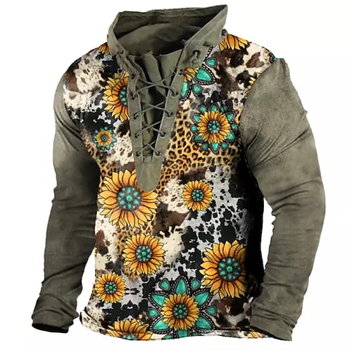 

Men's Unisex Sweatshirt Yellow Hooded Sunflower Graphic Prints Lace up Print Sports Outdoor Daily Sports 3D Print Designer Casual Big and Tall Spring Fall Clothing Apparel Hoodies Sweatshirts