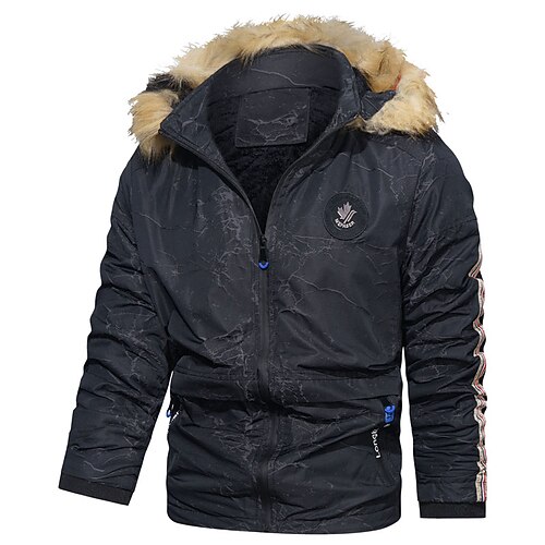 

Men's Winter Jacket Winter Coat Hoodie Jacket Windproof Warm Street Daily Holiday Zipper Hoodie Casual Casual Daily Comfortable Jacket Outerwear Print Pocket Blue Yellow Red / Long Sleeve