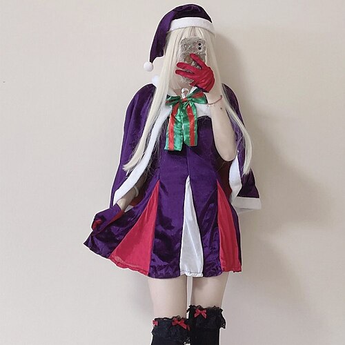 

Santa Suit Mrs.Claus Dress Masquerade Adults' Women's Cosplay Costume Halloween Christmas Christmas Halloween Christmas Halloween Festival / Holiday Polyster Purple Women's Easy Carnival Costumes