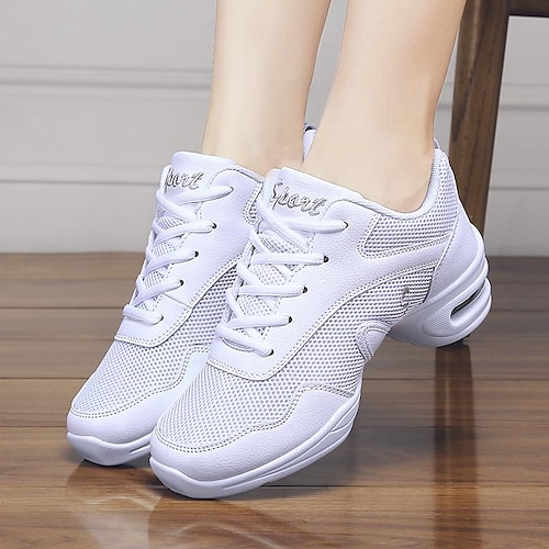 

Women's Dance Sneakers Cheer Shoes Hip Hop Practice Trainning Dance Shoes HipHop Disco Dance Square Dance Heel Flat Heel Lace-up White Black