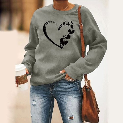 

Women's Sweatshirt Pullover Crew Neck Animal Graphic Prints Print Daily Sports Holiday Hot Stamping Basic Casual Hoodies Sweatshirts Wine Red Green