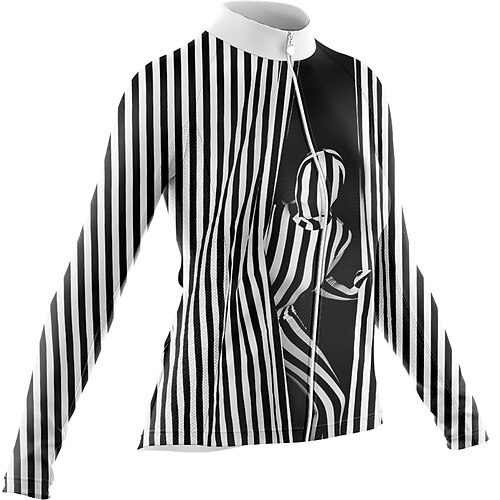 

Women's Cycling Jersey Long Sleeve Bike Jersey with 3 Rear Pockets Mountain Bike MTB Road Bike Cycling Quick Dry Black White Sports Clothing Apparel / Stretchy
