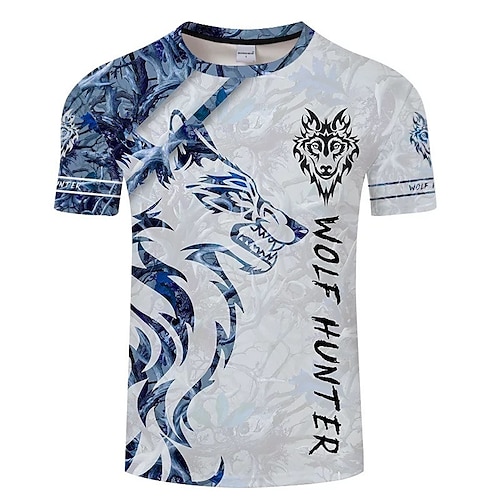 

Men's Unisex T shirt Tee Animal Graphic Prints Crew Neck Blue Light Blue White 3D Print Outdoor Street Short Sleeve Print Clothing Apparel Sports Designer Casual Big and Tall / Summer / Summer