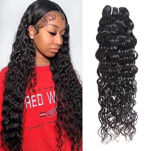 

1 Bundle Hair Weaves Brazilian Hair Water Wave Human Hair 8-28 inch Black Women Youth