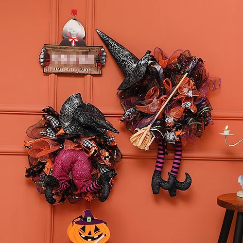 

Art Halloween New Decorations Ghost Festival Wreath Door Hanging Wall Decoration Haunted House Dress Up Props Pendant