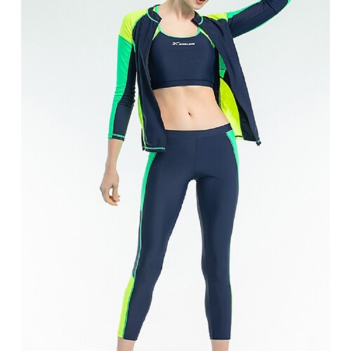 

Women's Swimwear Rash Guard Diving Plus Size Swimsuit Slim Solid Color Black Light Green Royal Blue Bodysuit High Neck Bathing Suits New Vacation Fashion / Sexy