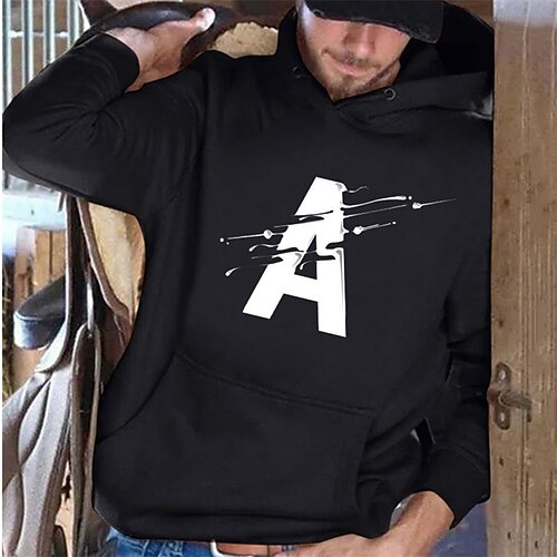 

Men's Pullover Hoodie Sweatshirt Black Hooded Graphic Letter Print Sports & Outdoor Streetwear Designer Casual Big and Tall Winter Fall Clothing Apparel Hoodies Sweatshirts Long Sleeve / Spring