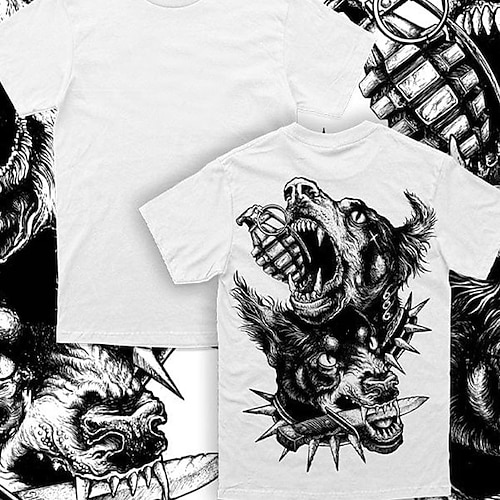 

Men's Unisex T shirt Tee Wolf Graphic Prints Crew Neck White Short Sleeve 3D Print Outdoor Street Print Tops Sports Designer Casual Big and Tall / Summer / Summer