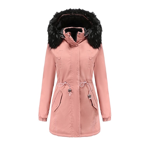 

Femme Grande taille Veste d'Hiver Veste polaire Poche Plein Extérieur Casual manche longue Sweat à capuche Normal Hiver Automne Vert armée clair Noir Rose Claire L XL XXL 3XL