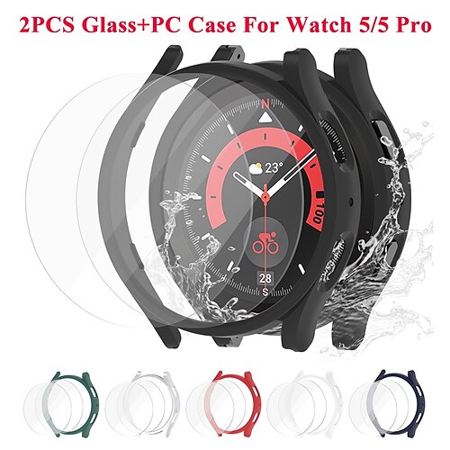 

[12Pack] 1 Glass PC Case for Samsung Galaxy Watch 5 40mm 44mm Waterproof Galaxy Watch 5 Pro 45mm Proctector with 2pcs Tempered Glass