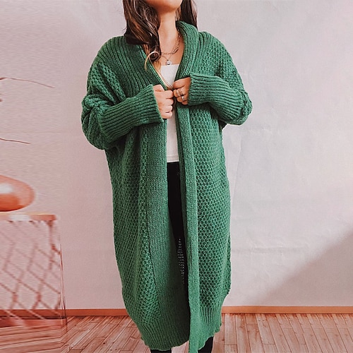 

Women's Cardigan Sweater Jumper Chunky Knit Tunic Knitted Pure Color Open Front Stylish Casual Outdoor Daily Batwing Sleeve Winter Fall Green Pink S M L / Long Sleeve / Regular Fit / Going out