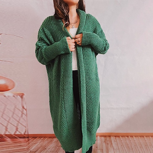 

Women's Cardigan Sweater Jumper Chunky Knit Tunic Knitted Pure Color Open Front Stylish Casual Outdoor Daily Batwing Sleeve Fall Winter Green Pink S M L / Long Sleeve