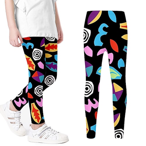 

Kids Girls' Pants Leggings Stranger Things Green Black Floral Fall Winter Cute Street 3-12 Years