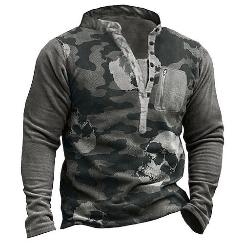 

Men's Sweatshirt Pullover Black Standing Collar Graphic Skull Zipper Print Casual Daily Sports 3D Print Basic Streetwear Big and Tall Spring & Summer Clothing Apparel Hoodies Sweatshirts Long Sleeve