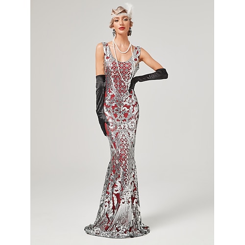 

The Great Gatsby Charleston Roaring 20s 1920s Cocktail Dress Vintage Dress Flapper Dress Masquerade Prom Dress Women's Sequins Costume Vintage Cosplay Halloween Carnival Masquerade Dress Halloween