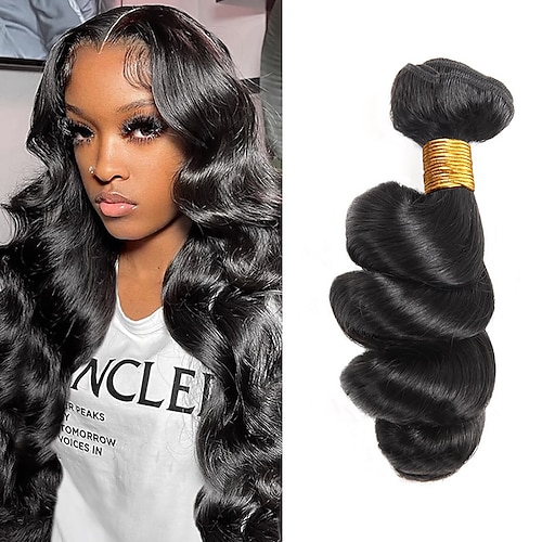 

Brazilian Hair 1 Bundle Loose Wave 7A Natural Black Hair Curtain 100G 8-28 single piece