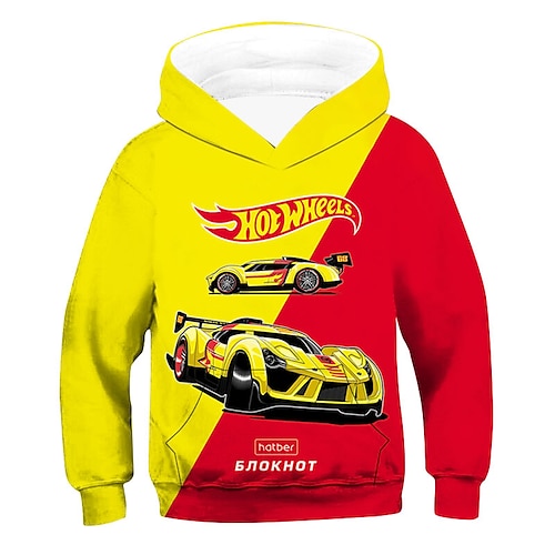 

Kids Boys Hoodie Graphic Outdoor 3D Print Long Sleeve Pocket Fashion 3-12 Years Winter Yellow