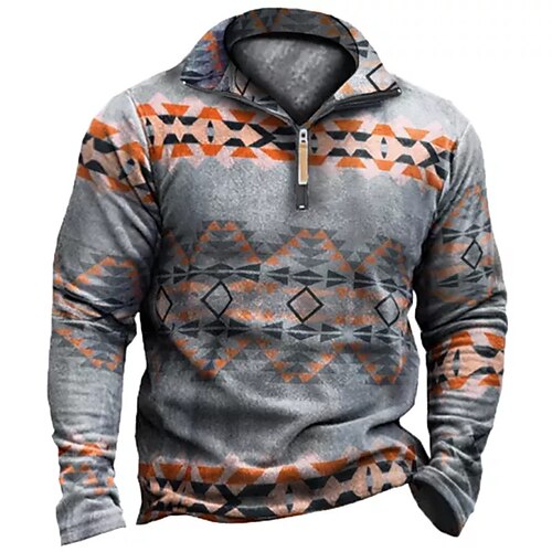 

Men's Unisex Zip Up Sweatshirt Pullover Gray Half Zip Graphic Prints Zipper Print Daily Sports 3D Print Boho Designer Casual Spring & Fall Clothing Apparel Hoodies Sweatshirts Long Sleeve