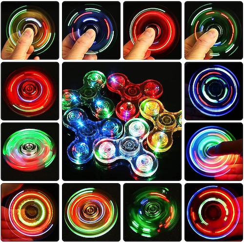 

2 pcs Fidget Spinner Glow in the Dark Adult Toy Anti Stress Led Tri-Spinner Autism Luminous Spinners Kinetic Gyroscope for Children