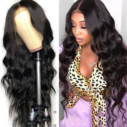 

Lace Front Synthetic Wigs Wavy Synthetic Wig for Lady Black Long Wavy Lace Wig with Natural Hairline Lace Front Wig