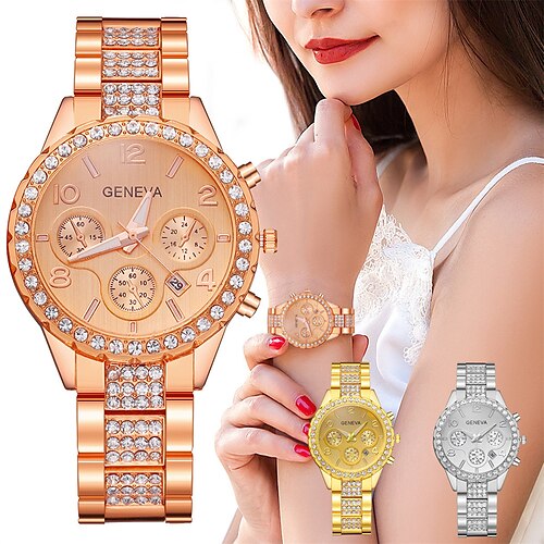 

Men Quartz Watch Fashion Three Eye Digital Scale Steel Band Calendar Diamond Quartz Watch