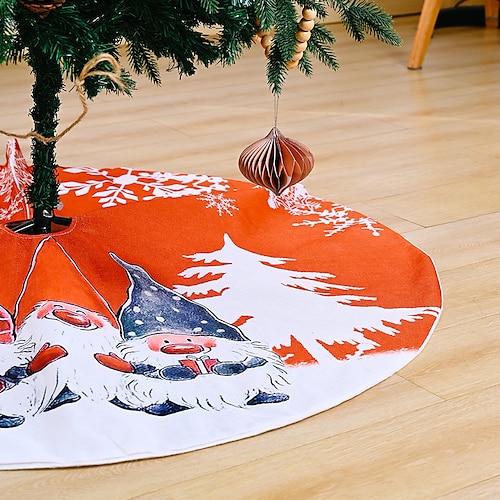 

Decorative Cartoon Printing Forest Snowflake Cartoon Old Man Tree Skirt Christmas Tree Bottom Decorations