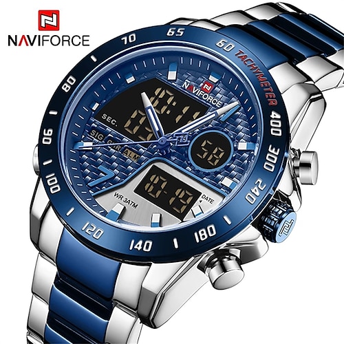 

NAVIFORCE Fashion Men Watch Quartz Digital Male Clock Military Sport Stainless Steel Top Brand Luxury Coffee Man Wristwatch 9171