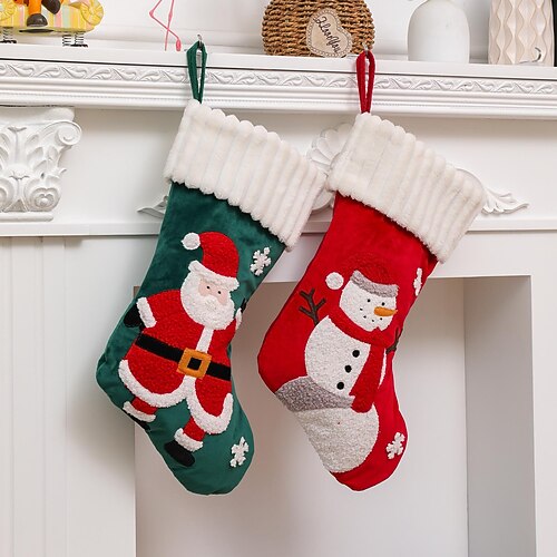 

Christmas Stock Red Velvet Xmas Stocking Reindeer Snowflake Rustic Socks Holders Ornament Luxury Gift Bags