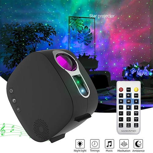 

Aurora Starry Sky Projection Lamp Star Projetcor Lights 10 Color Combination Timing Function Bluetooth Function Bedroom Atmosphere Lamp USB Power Supply