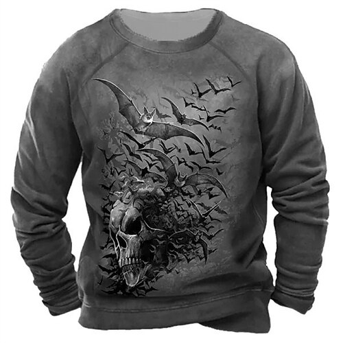 

Men's Unisex Sweatshirt Pullover Skull Graphic Prints Patchwork Print Daily Sports Holiday 3D Print Streetwear Designer Casual Clothing Apparel Hoodies Sweatshirts Long Sleeve Gray